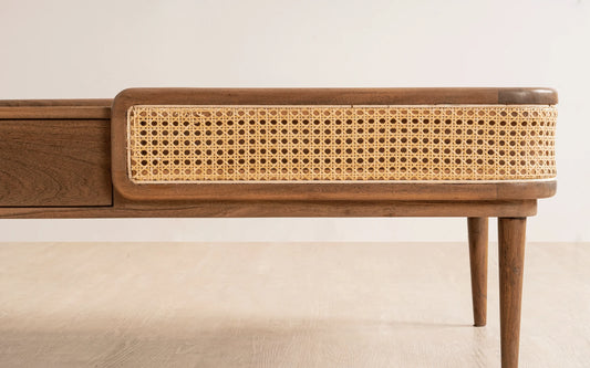 Furneezy Rattan Coffee Table Mango Wood
