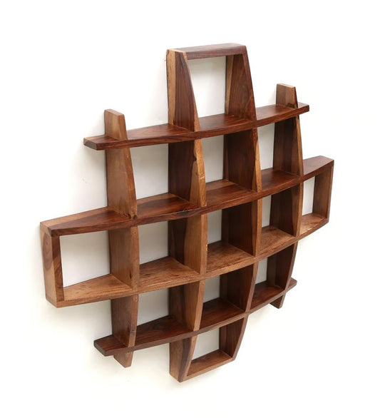 Furneezy Geometric Wooden Wall Shelf