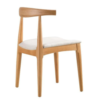 Furneezy Solid Acacia  Wood Set of 2 Dining Chairs with Backrest & Cushion Seat | W55.1 x D50.1 x H76.9 CM (Natural & Beige)