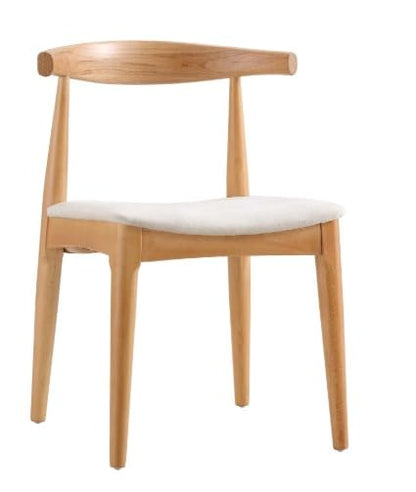 Furneezy Solid Acacia  Wood Set of 2 Dining Chairs with Backrest & Cushion Seat | W55.1 x D50.1 x H76.9 CM (Natural & Beige)