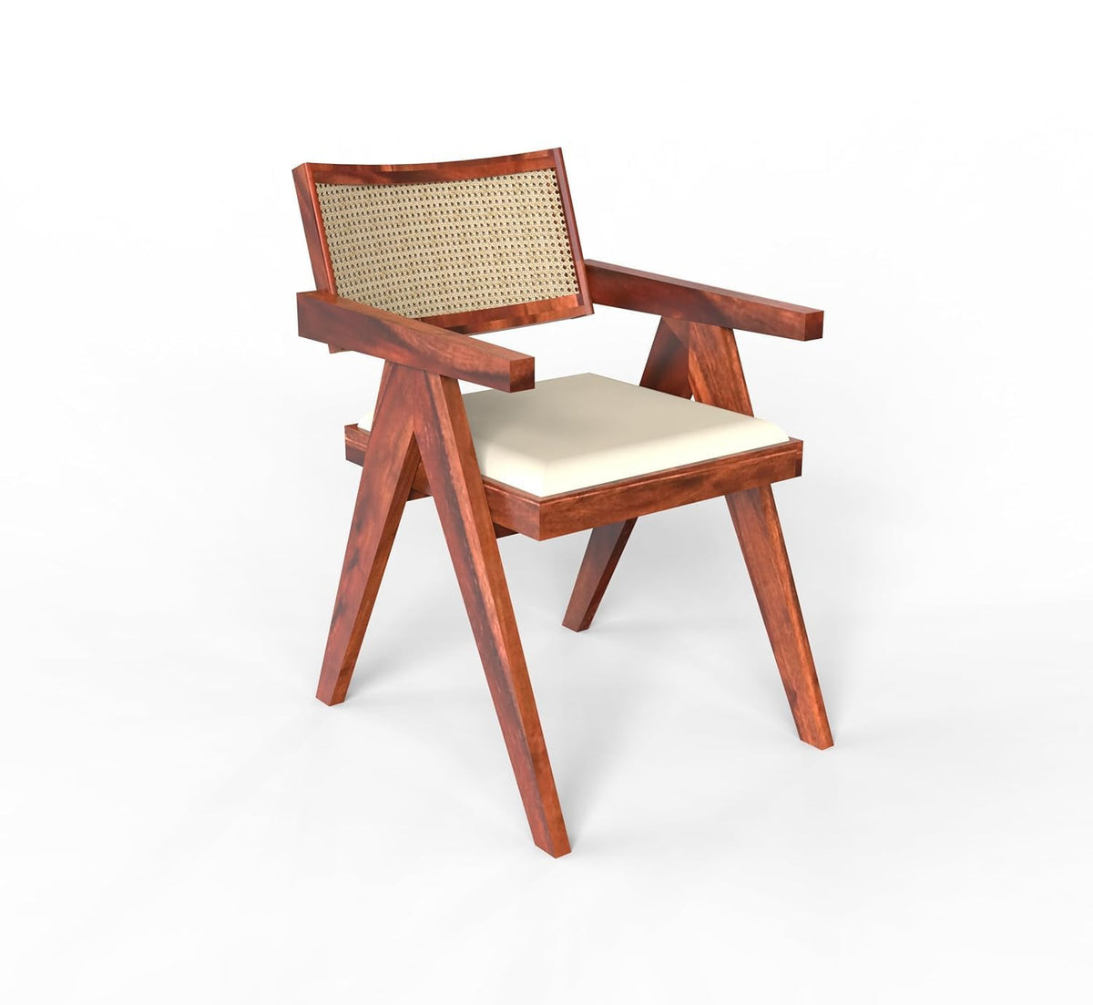 Epoxy Marble Top Finish Six-Seater Dining Table with Cane Cushioned Chair(Foldable)