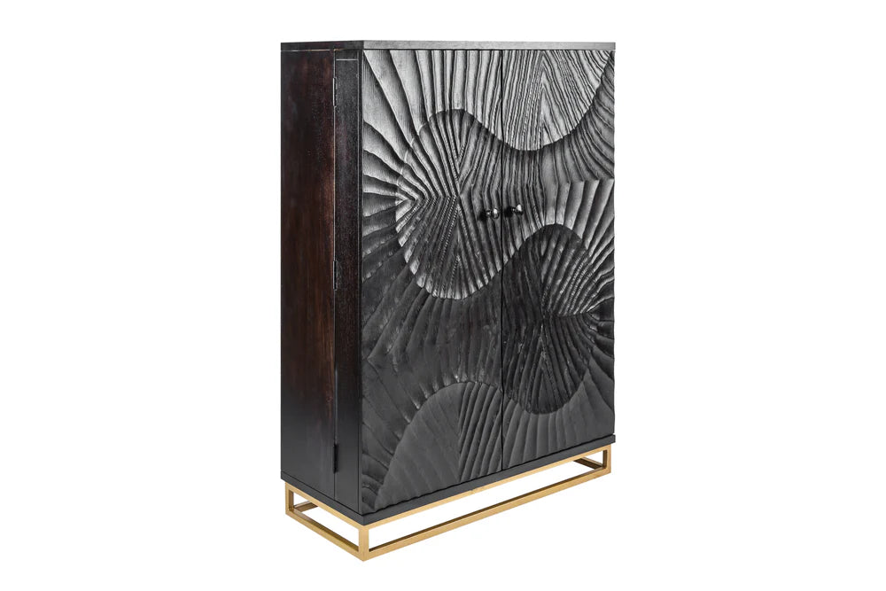 Modern Textured Bar Cabinet in Mango Wood