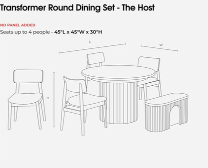 Furneezy Round Extendable Dining Table Set In Solid Oak wood