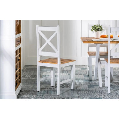 Furneezy Rustic Farmhouse Dining Table, White and Natural Brown