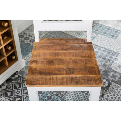 Furneezy Rustic Farmhouse Dining Table, White and Natural Brown