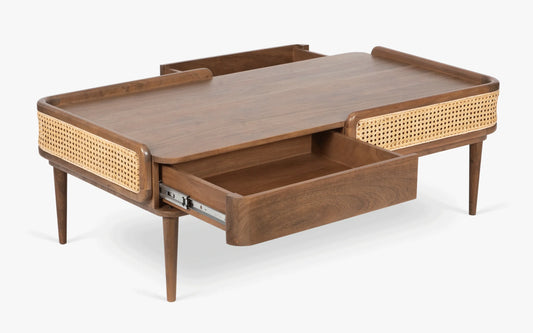 Furneezy Rattan Coffee Table Mango Wood