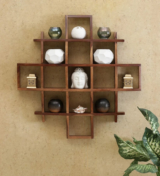 Furneezy Geometric Wooden Wall Shelf