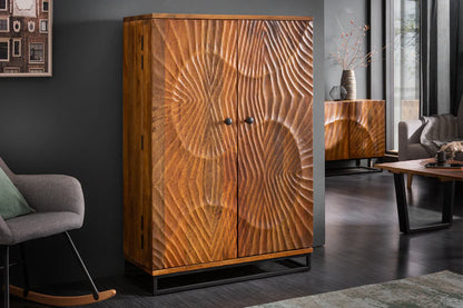 Modern Textured Bar Cabinet in Mango Wood