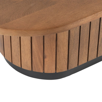 Furneezy Piano Mango Wood Oval Coffee Table - Natural