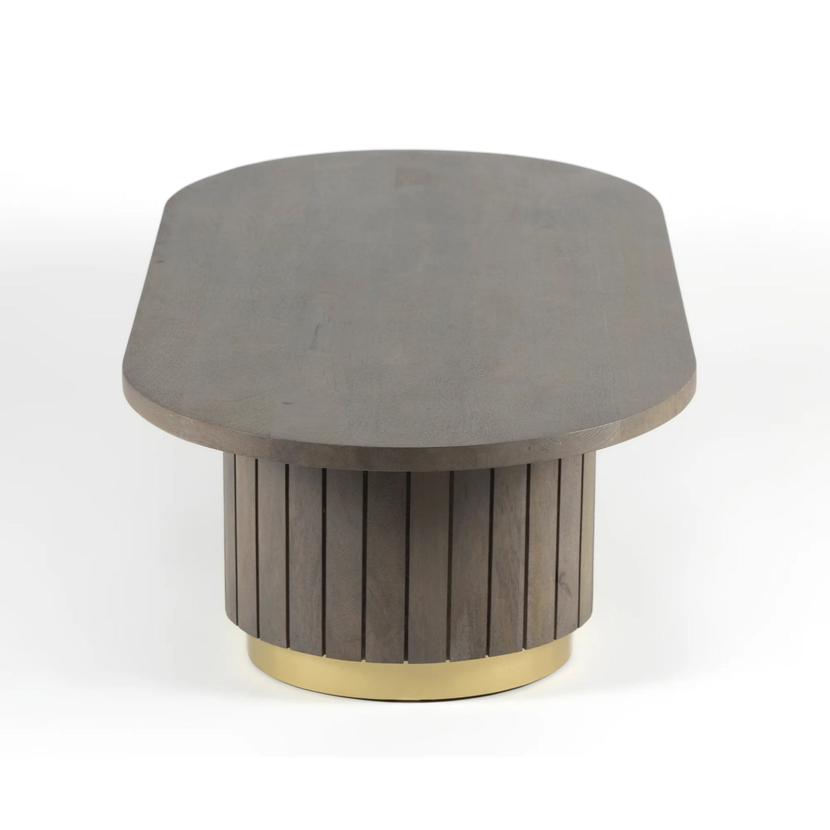 Furneezy Piano Mango Wood Oval Coffee Table - Ash Grey