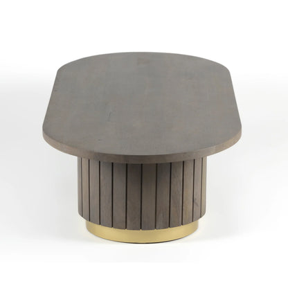 Furneezy Piano Mango Wood Oval Coffee Table - Ash Grey