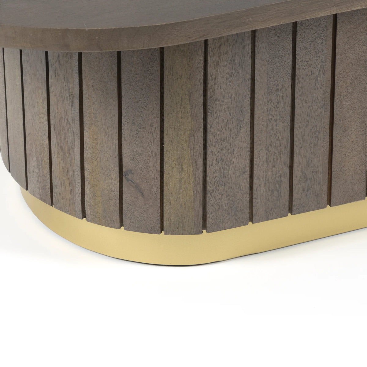 Furneezy Piano Mango Wood Oval Coffee Table - Ash Grey