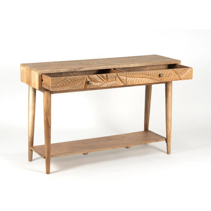 Furneezy Canopy Hand- Carved Console Table W2 Drawers