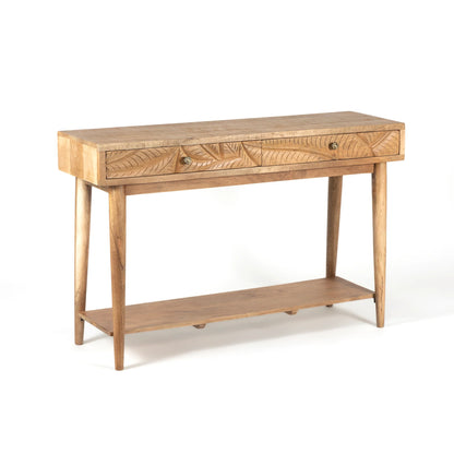 Furneezy Canopy Hand- Carved Console Table W2 Drawers